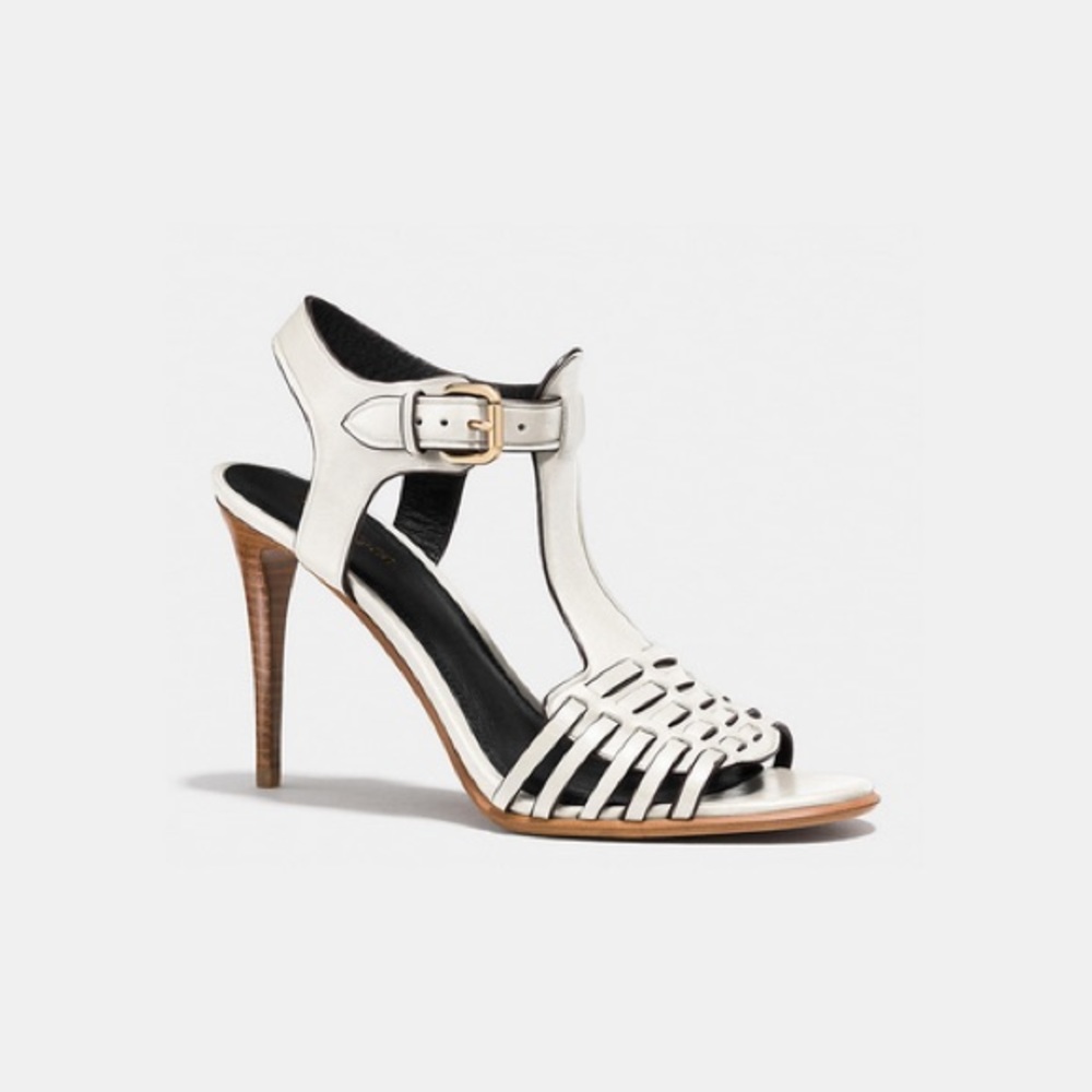 COPY - COACH Woman's Izzy Heel Sandal Chalk.